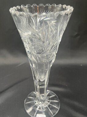 Antique American Brilliant Period Cut Glass Trumpet Vase
